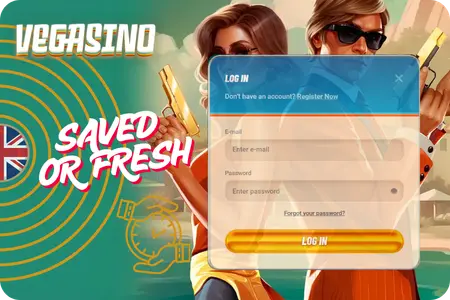 vegasino login welcome back screen with password field